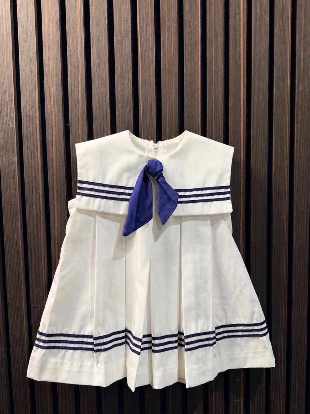 Vintage White and Navy Sailor-Style Kids Dress